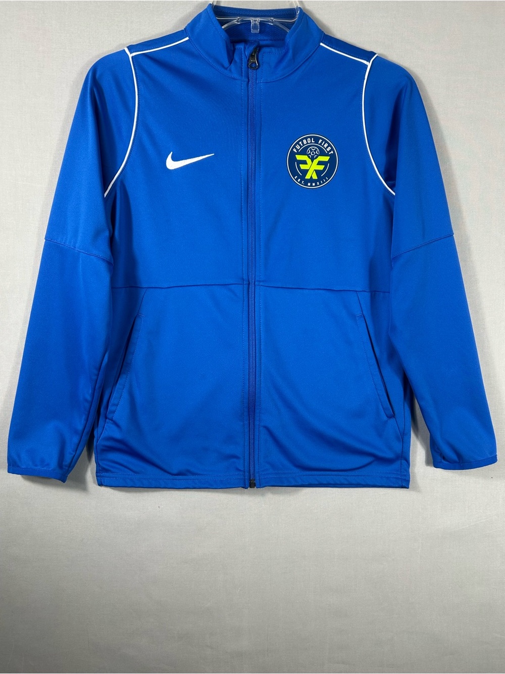 Nike Dri- Fit Jacket Boys Large Blue Full Zip Long Sleeve Mock Neck Gym
